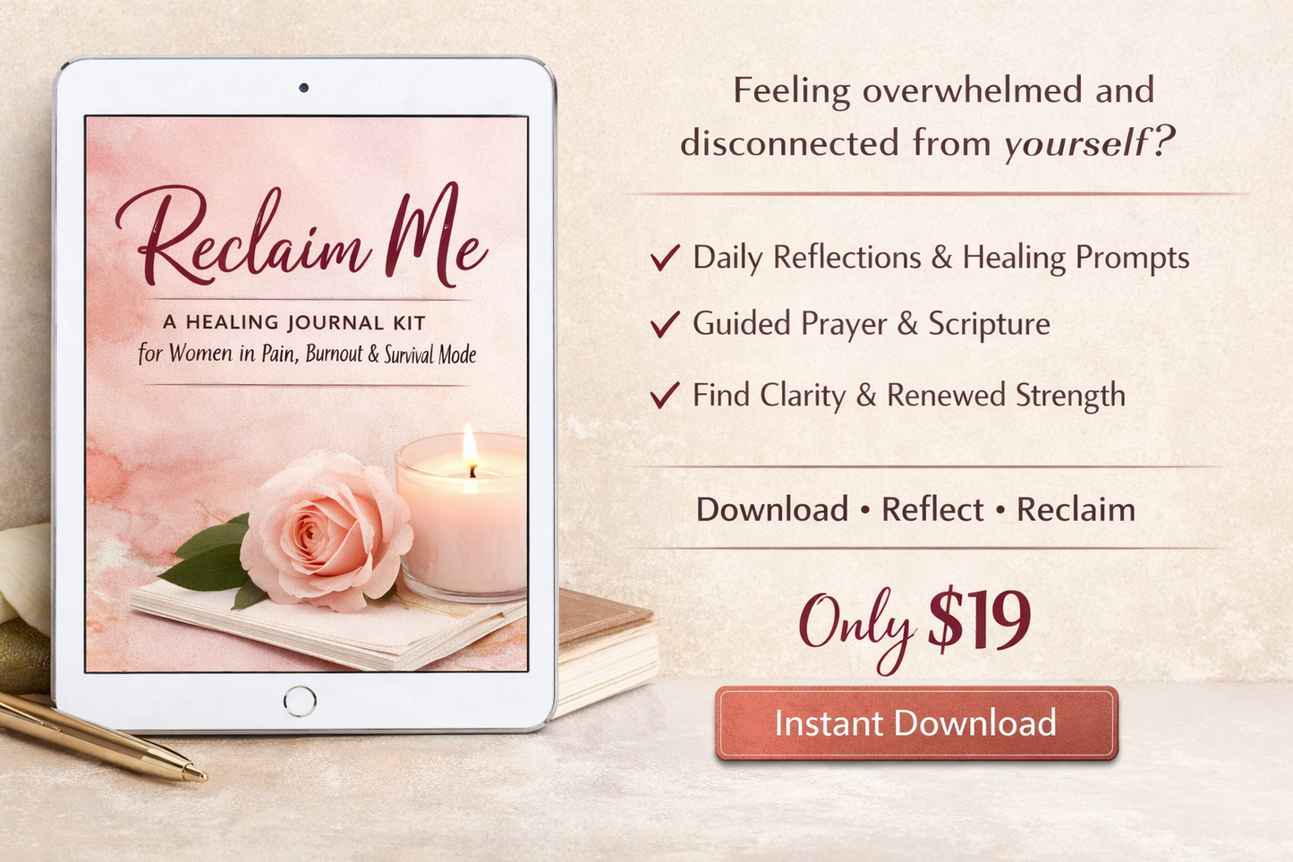 Reclaim Me - A Healing Journal Kit for Women in Pain, Burnout, and Survival Mode